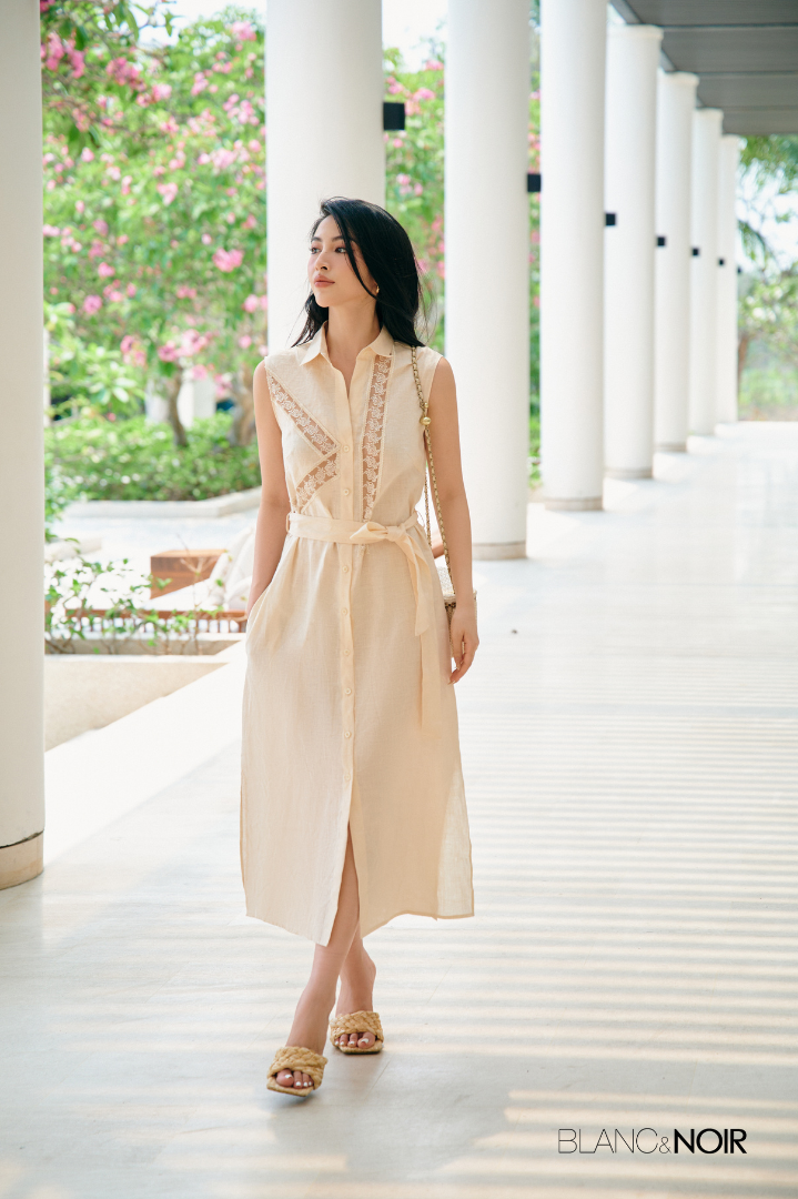 Cream Linen Mix Lace Dress – BLANC&NOIR Saigon